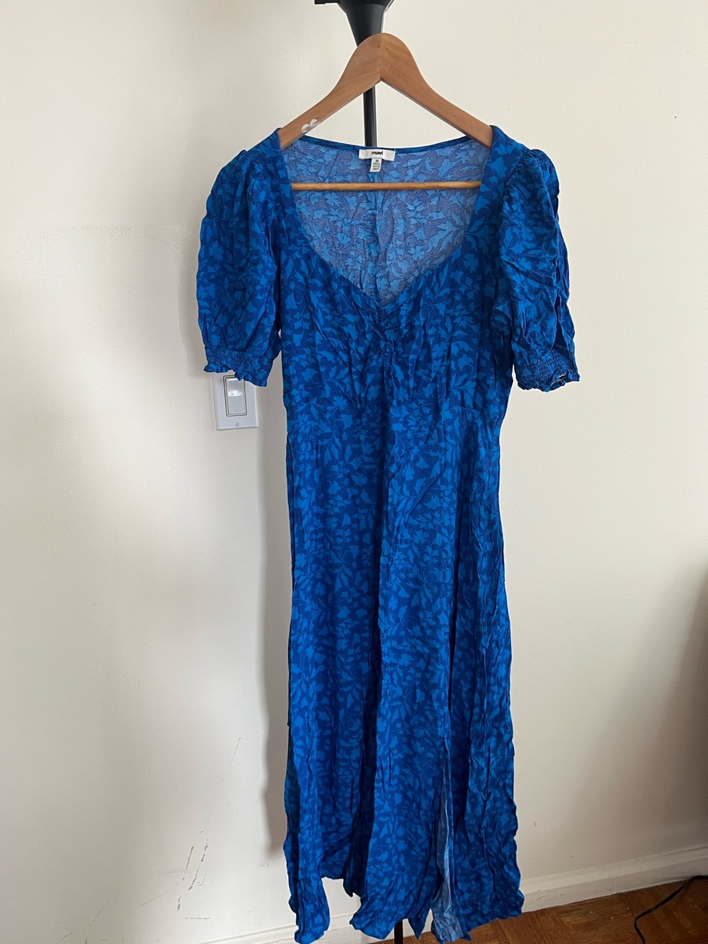 Mavi Royal Blue Puff Sleeve Midi Dress